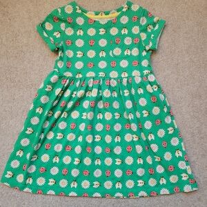 Mini Boden Green Floral Bees Kids Dress 6-7 Years